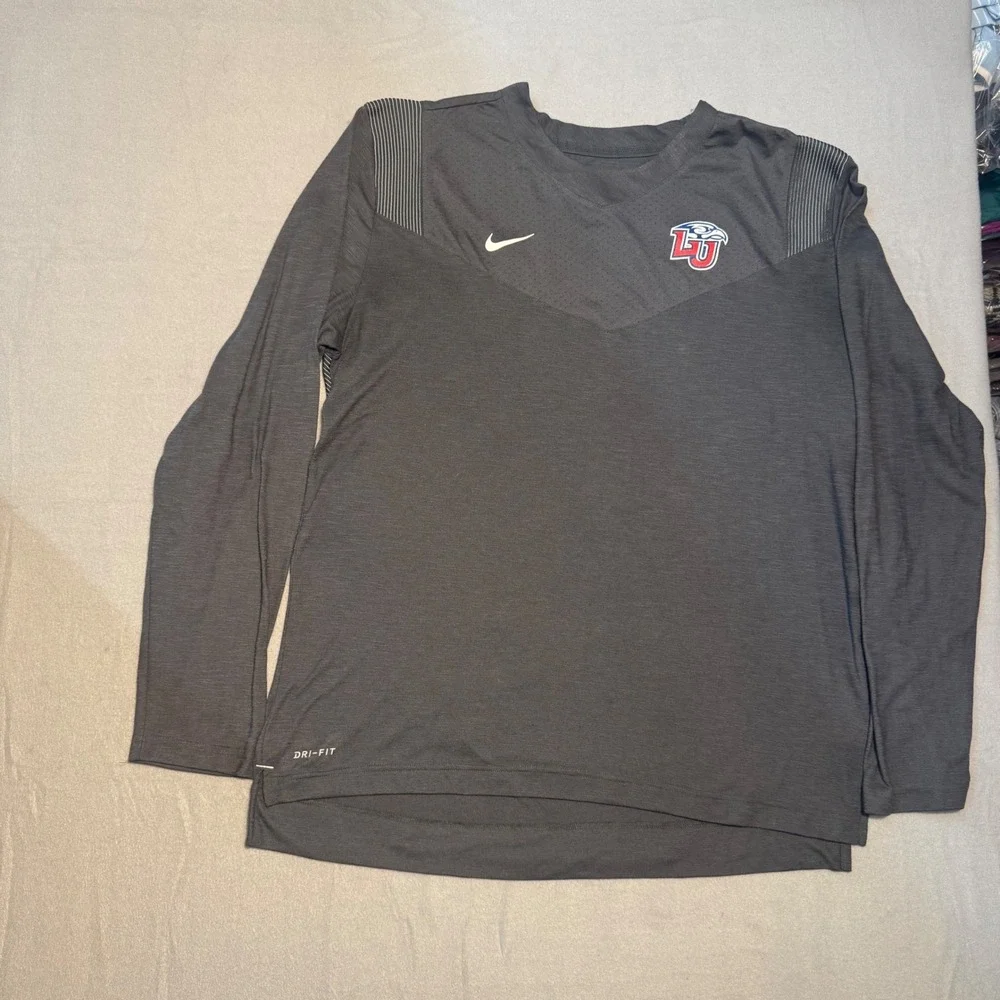 Nike Liberty University Flames Dri-FIT Long Sleeve Training Top Gray Mens XL